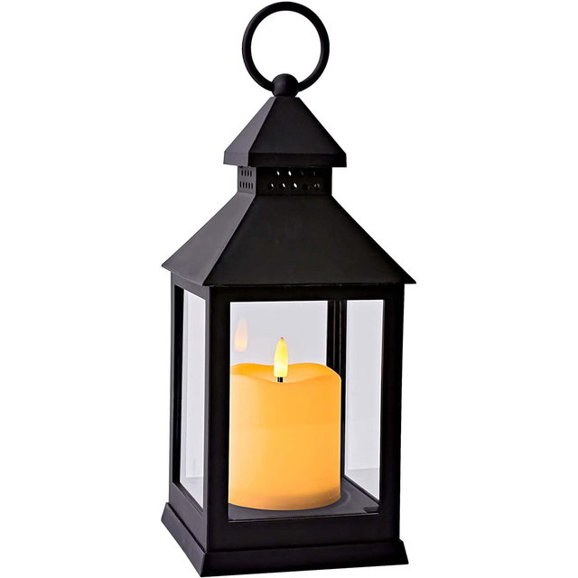 Yongmao Vintage Lantern Decorative LED Flickering Flameless Candle with Timer, Battery Powered LED Decorative Hanging Lanterns for Indoor Outdoor Garden Yard Home Decor(1 Pack)