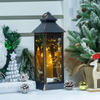 Yongmao Large Decorative Candle Lantern 17 Inch Tall Golden Brushed Black Vintage Lantern with Fairy String Lights Hanging Lantern with Timer for Indoor Outdoor Christmas Garden Yard Home Decor
