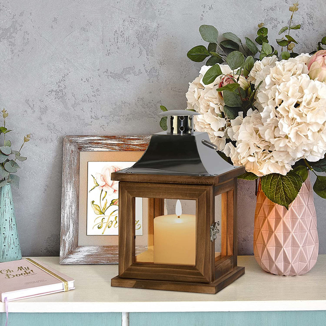Yongmao Rustic Farmhouse Lantern Decor Wedding Lantern Centerpiece Outdoor Lanterns Wooden Candle Holder for Home Garden Wedding Indoor Outdoor Decor(No Candle)