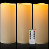 Yongmao 10” X 4” Waterproof Outdoor Flameless Candles Battery Operated LED Flickering Pillar Candles with Remote And Timer for Indoor Outdoor Lanterns, Long Lasting, Ivory Large, Set of 3