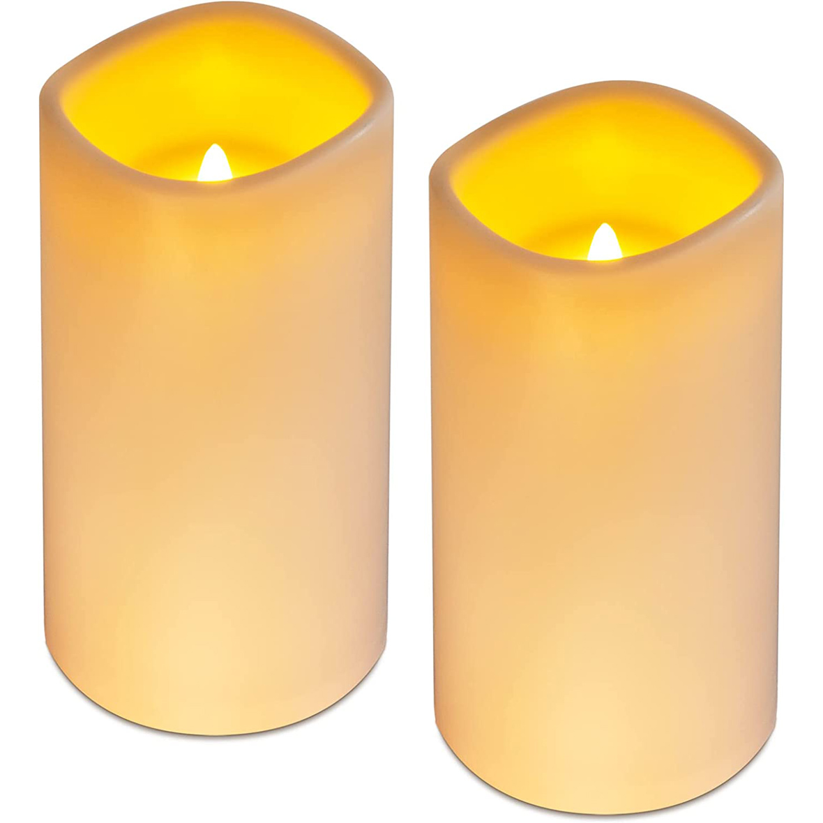 Yongmao 4.5" x 9" Large Solar Candles Outdoor Waterproof, Flameless Pillar LED Rechargeable Candle Set, Dusk to Dawn Solar Powered Pathway Lights for Outdoor Lanterns Patio Decor, Set of 2