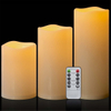 Yongmao 6" 8" 10" x 4" Waterproof Outdoor Flameless Candles Battery Operated LED Flickering Pillar Candles with Remote and Timer for Indoor Outdoor Lanterns, Long Lasting, Ivory Large, Set of 3
