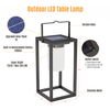 Outdoor Solar Lantern Table Lamp, Black Metal Portable Rechargeable Solar Lamp Waterproof Outdoor Lamps Decorative Large Outdoor Lanterns for Porch Patio Camping Walking Reading