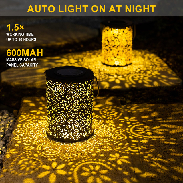 Outdoor Solar Hanging Lantern Lights, Solar Lantern Outdoor Waterproof, Solar Lights for Garden Yard Backyard Porch Table Pathway Tree Decorative (2 Pack )