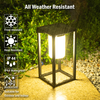 Outdoor Solar Lantern Table Lamp, Black Metal Portable Rechargeable Solar Lamp Waterproof Outdoor Lamps Decorative Large Outdoor Lanterns for Porch Patio Camping Walking Reading