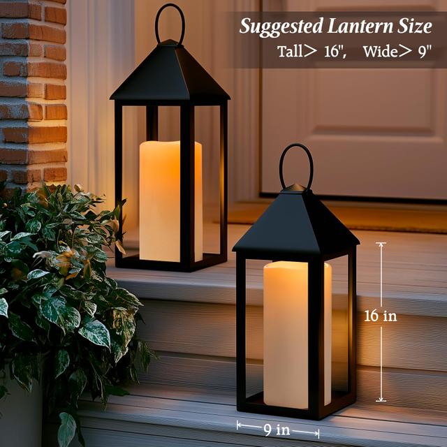 10" 12" 14" x 5" Extra Large Waterproof Outdoor Flameless Candles Battery Operated LED Pillar Candles for Indoor Outdoor Lanterns, Off White, Long Lasting, Set of 3