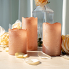 Yongmao Flickering Flameless Candles, Battery Operated Pillar Real Wax LED Electric Candle with 10-Key Remote and Timer for Home Decoration D3 x H4 5" 6" Set of 3(Rose Gold