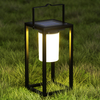 Outdoor Solar Lantern Table Lamp, Black Metal Portable Rechargeable Solar Lamp Waterproof Outdoor Lamps Decorative Large Outdoor Lanterns for Porch Patio Camping Walking Reading