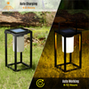 Outdoor Solar Lantern Table Lamp, Black Metal Portable Rechargeable Solar Lamp Waterproof Outdoor Lamps Decorative Large Outdoor Lanterns for Porch Patio Camping Walking Reading